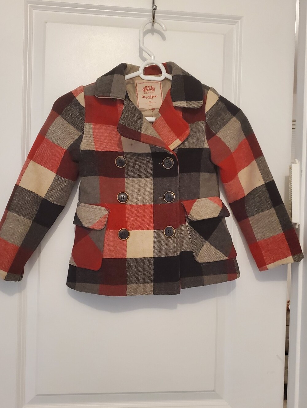 Mayoral Jeans Plaid Double Breasted Fall Spring Jacket 5/6